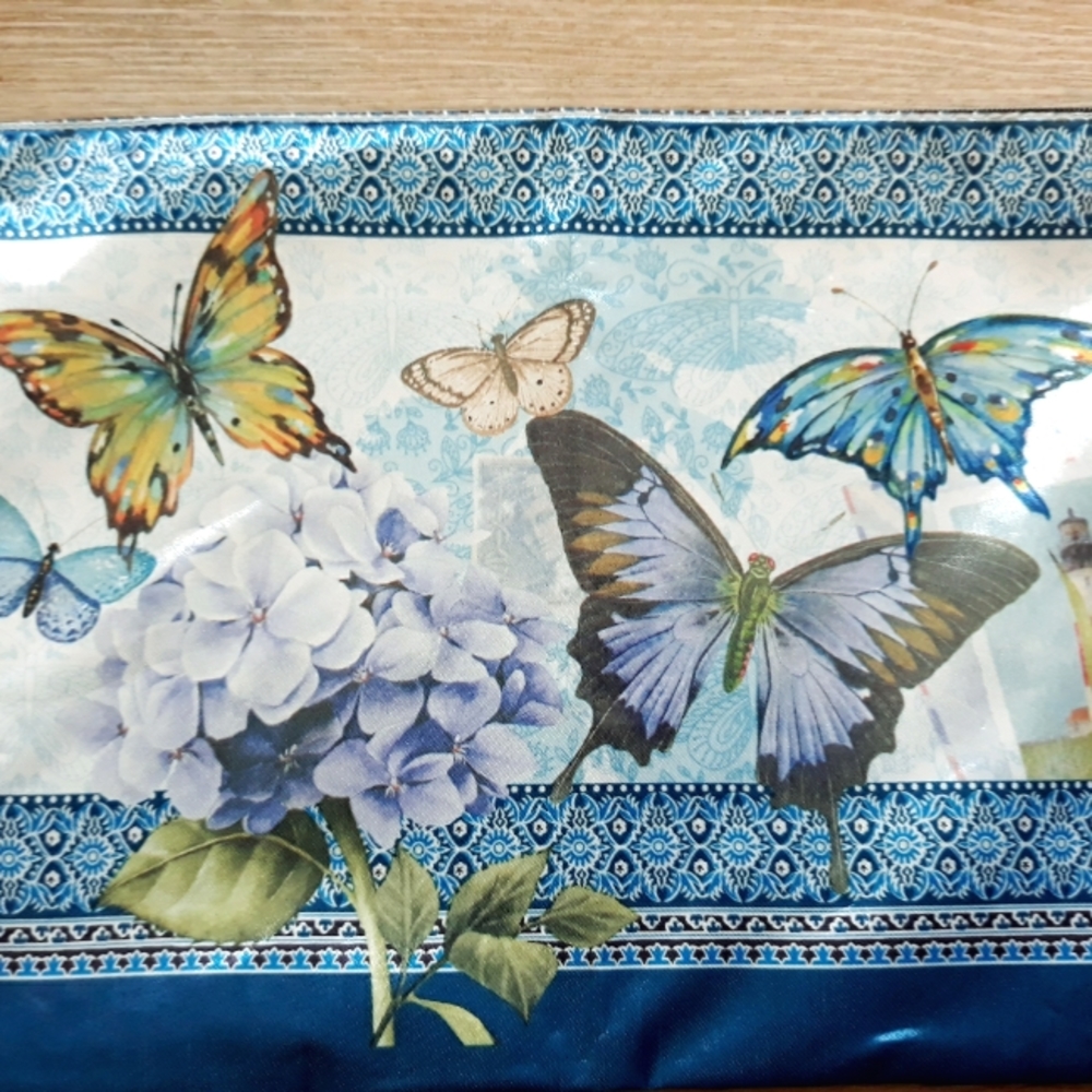 3 Floral Butterfly Cosmetic Travel Pouch with Wristlet Strap - Picture 2 of 12